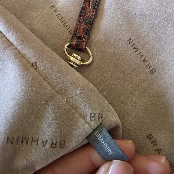 Brahmin Medium Asher Toasted Melbourne Croc Embossed Tote Leather Bag - Picture 8 of 16